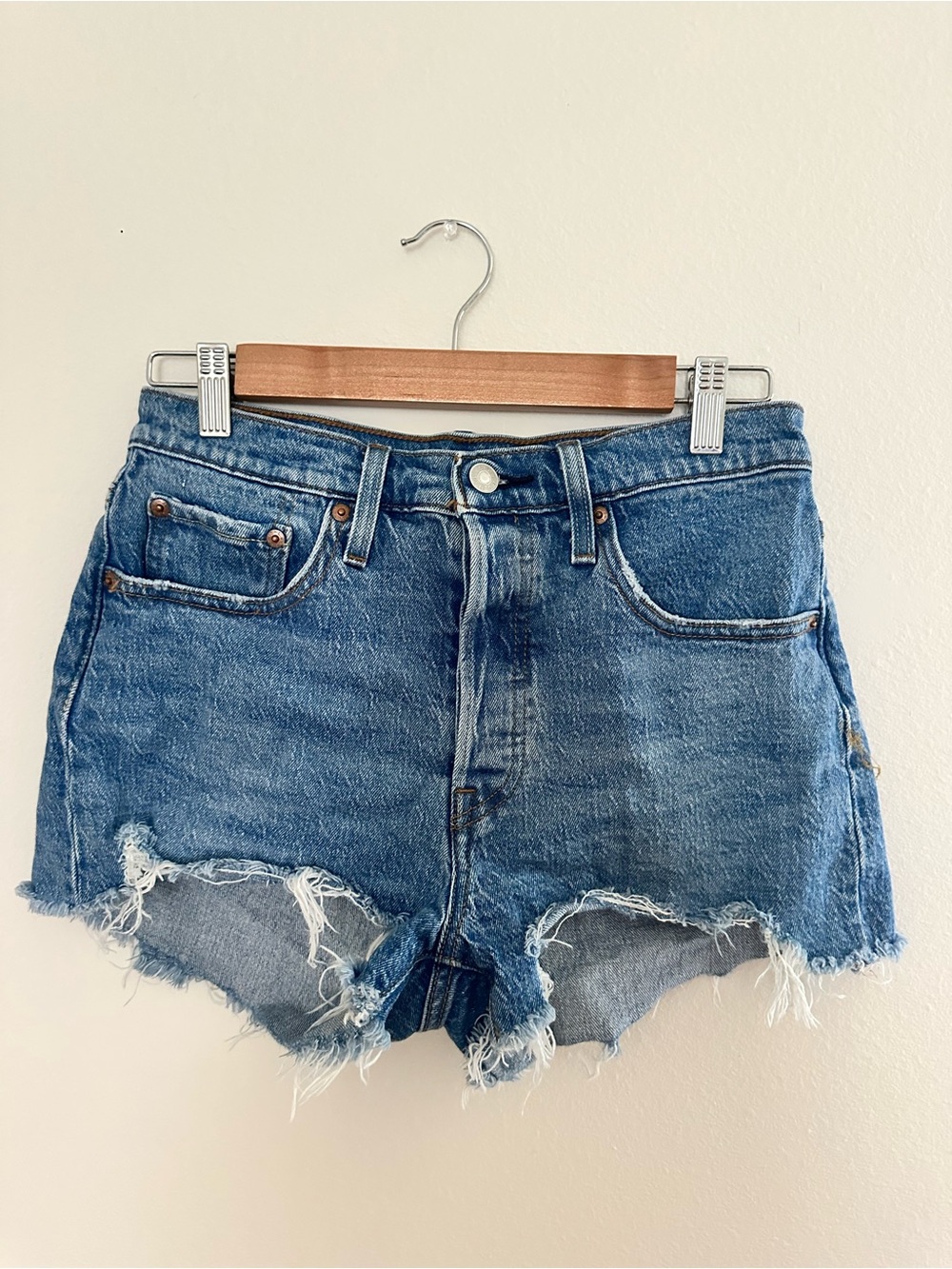 Levi's Distressed Cutoff Denim Shorts - Blue
